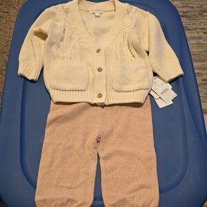 Cozy Cream Cardigan and Tan Pants Set for Kids